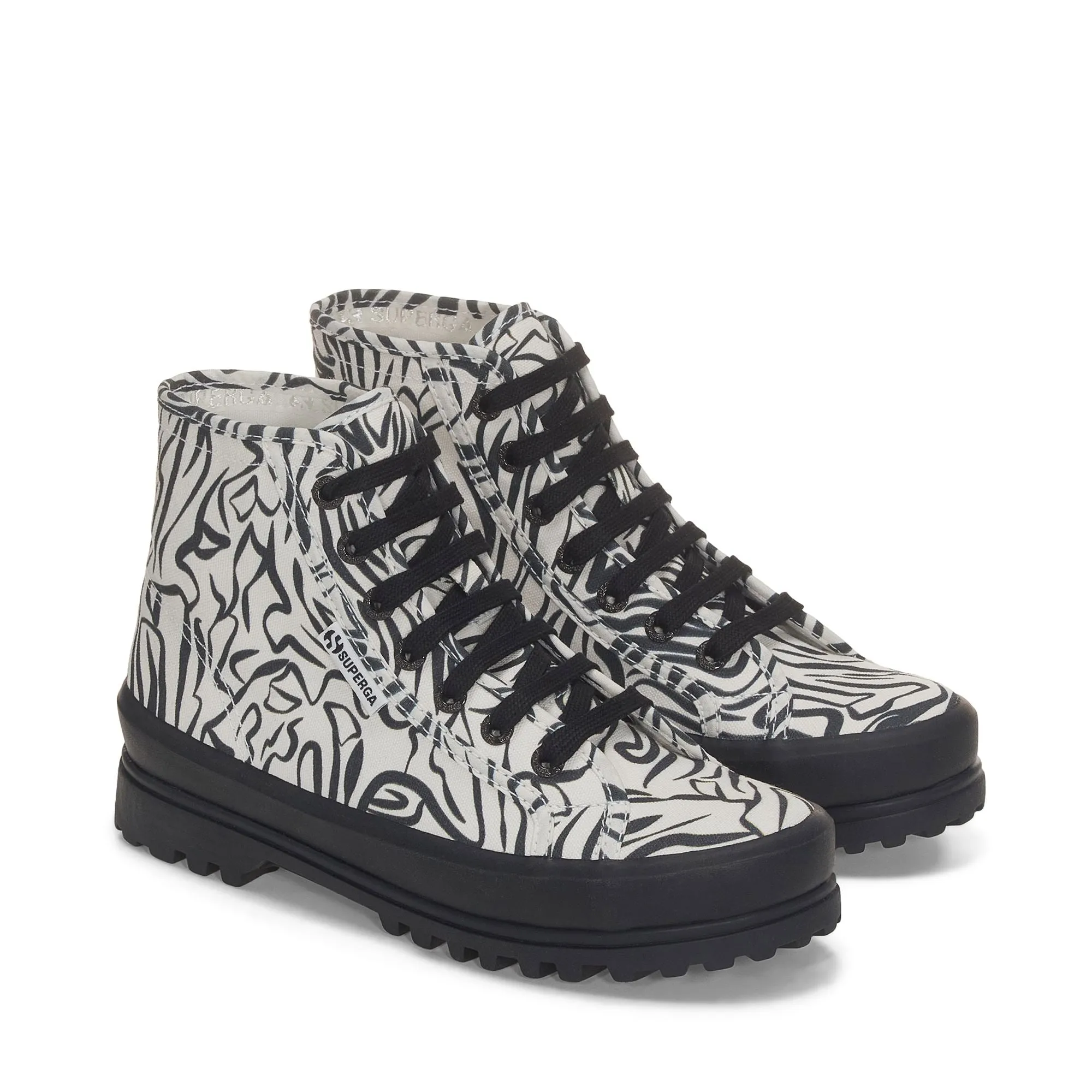 2341 ALPINA ZEBRA PRINT - Ankle Boots - Laced - Unisex - ZEBRA BLACK-WHITE AVORIO