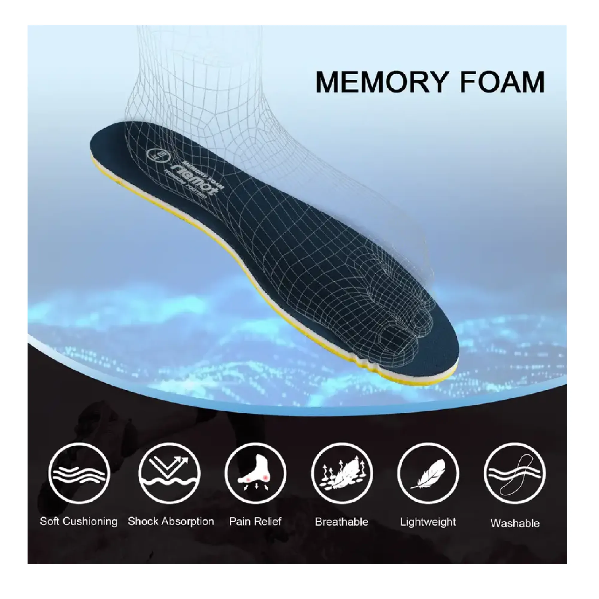 3 Pairs Riemot Memory Foam Shoe Insoles Super Soft Replacement Innersoles For Slippers Sneakers Running Shoes Boots Liners Comfort Cushioning Shoe Insert