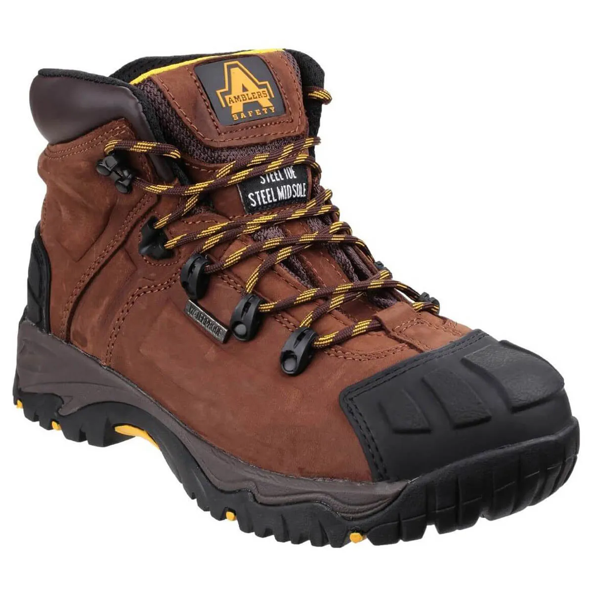 Amblers Safety Boots Mens Standard Fit Brown Waterproof Slip Resistance Size 14