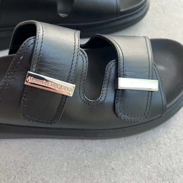 AMQ Hybrid Leather Slides (E), Black