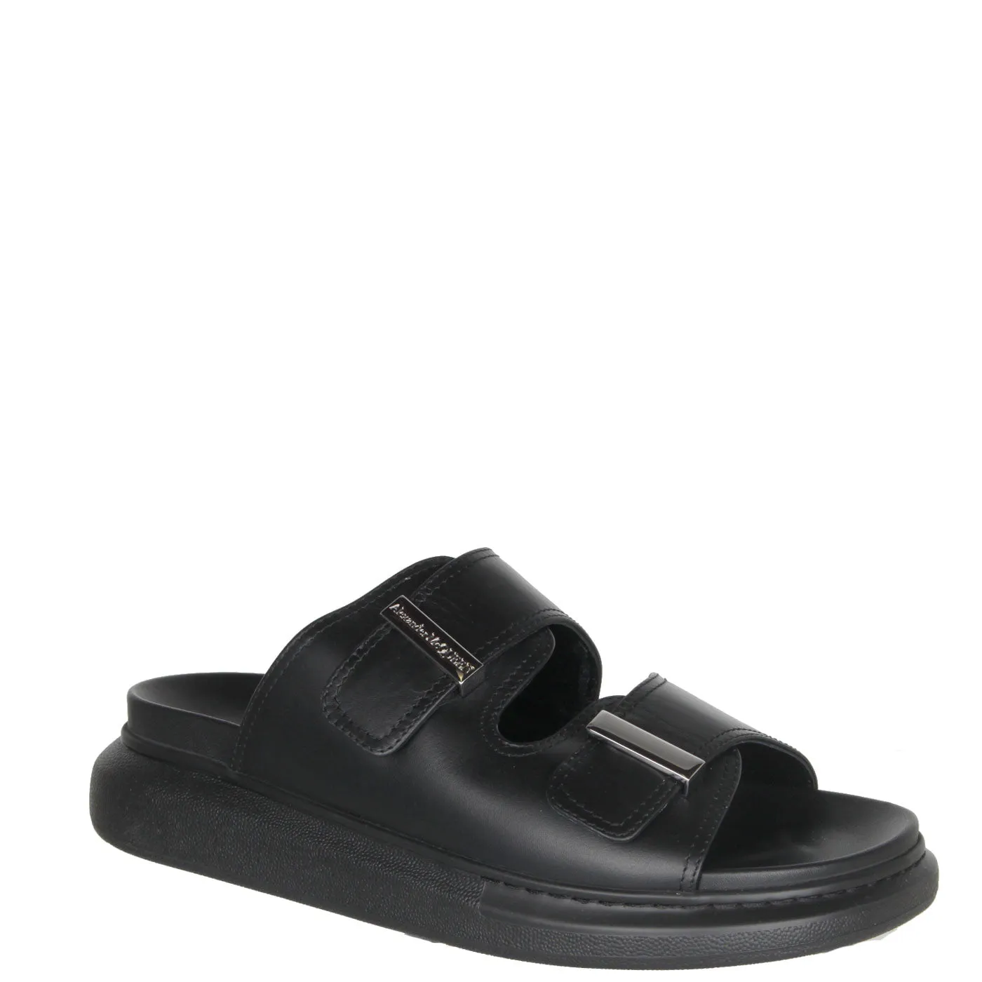 AMQ Hybrid Leather Slides (E), Black