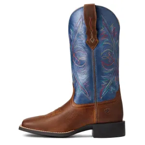 'Ariat' Women's Round Up StretchFit Square Toe - Sassy Brown / Metallic Navy