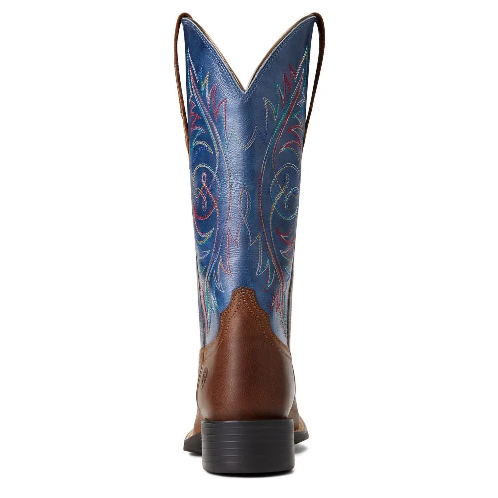 'Ariat' Women's Round Up StretchFit Square Toe - Sassy Brown / Metallic Navy