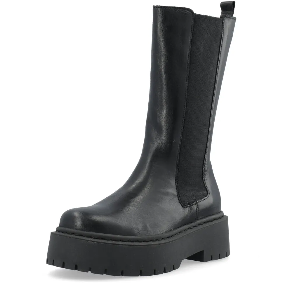 Biadeb Black Long Leather Boots