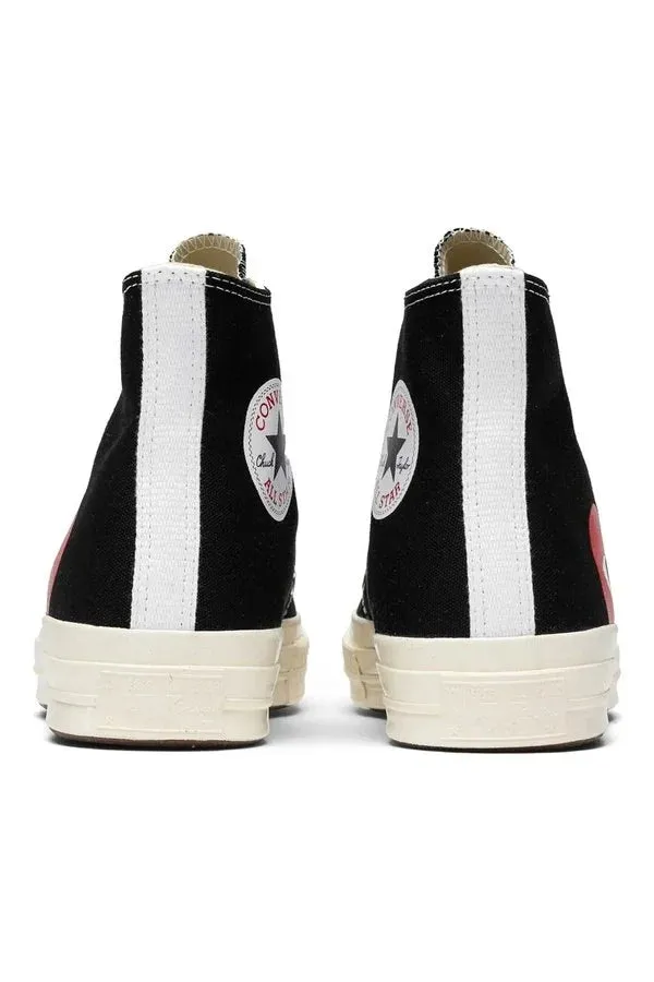 Black CDG Play x Converse Classic One Heart High Top Sneakers