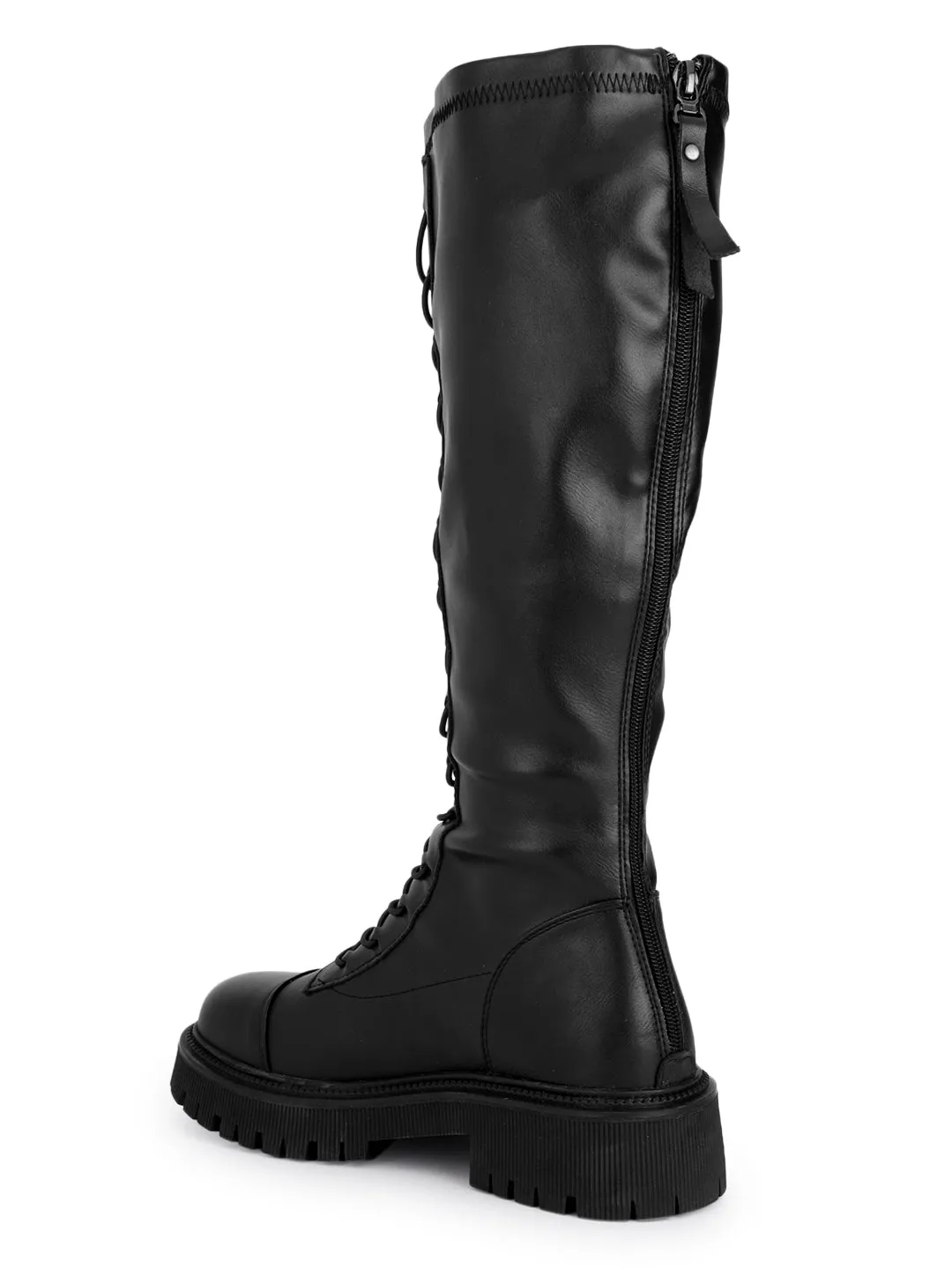 Black PU High-End-Fashion Stylish Long Boots (TC-RS3702-BLK)