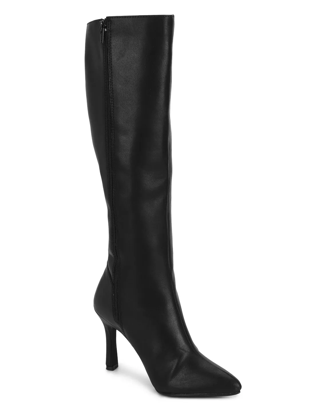 Black PU Stiletto Long Boots (TC-ST-1289-BLKPU)