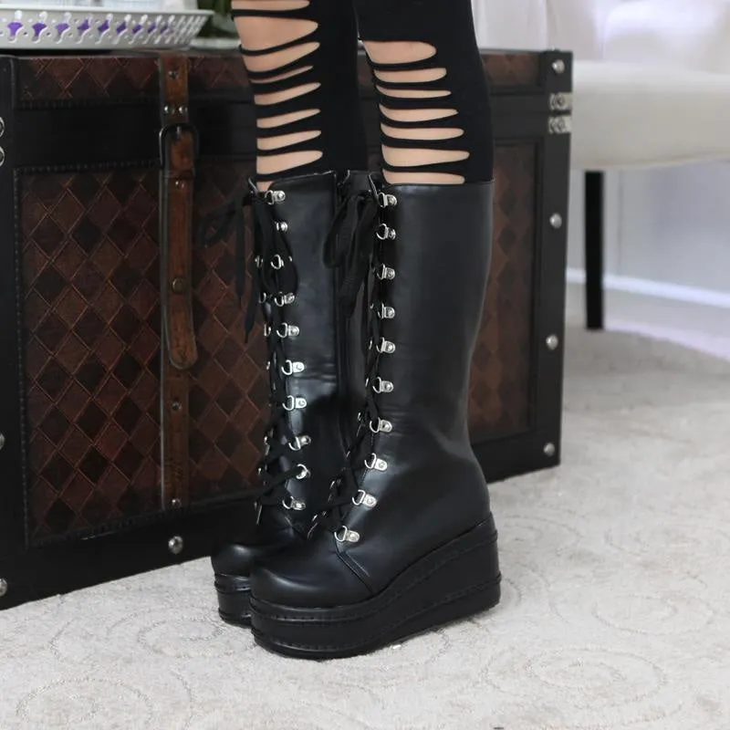 Chunky Platform Moto Boots