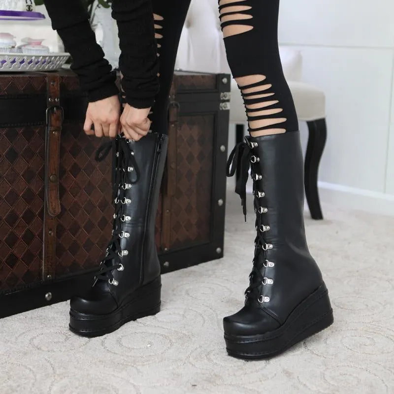 Chunky Platform Moto Boots