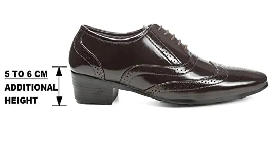 Classy Shine Design British Full Brogue Height Increasing Shoes For Men's-JonasParamount