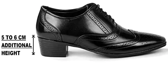 Classy Shine Design British Full Brogue Height Increasing Shoes For Men's-JonasParamount