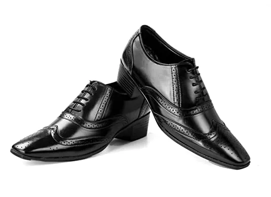 Classy Shine Design British Full Brogue Height Increasing Shoes For Men's-JonasParamount