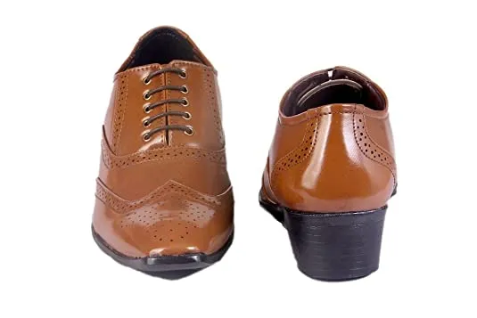 Classy Shine Design British Full Brogue Height Increasing Shoes For Men's-JonasParamount