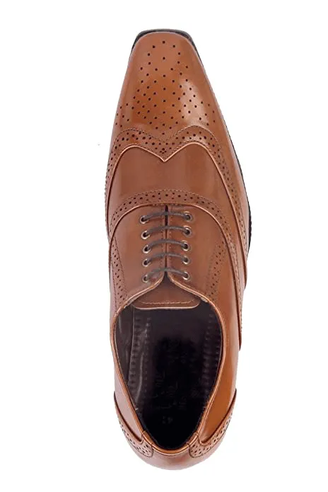 Classy Shine Design British Full Brogue Height Increasing Shoes For Men's-JonasParamount