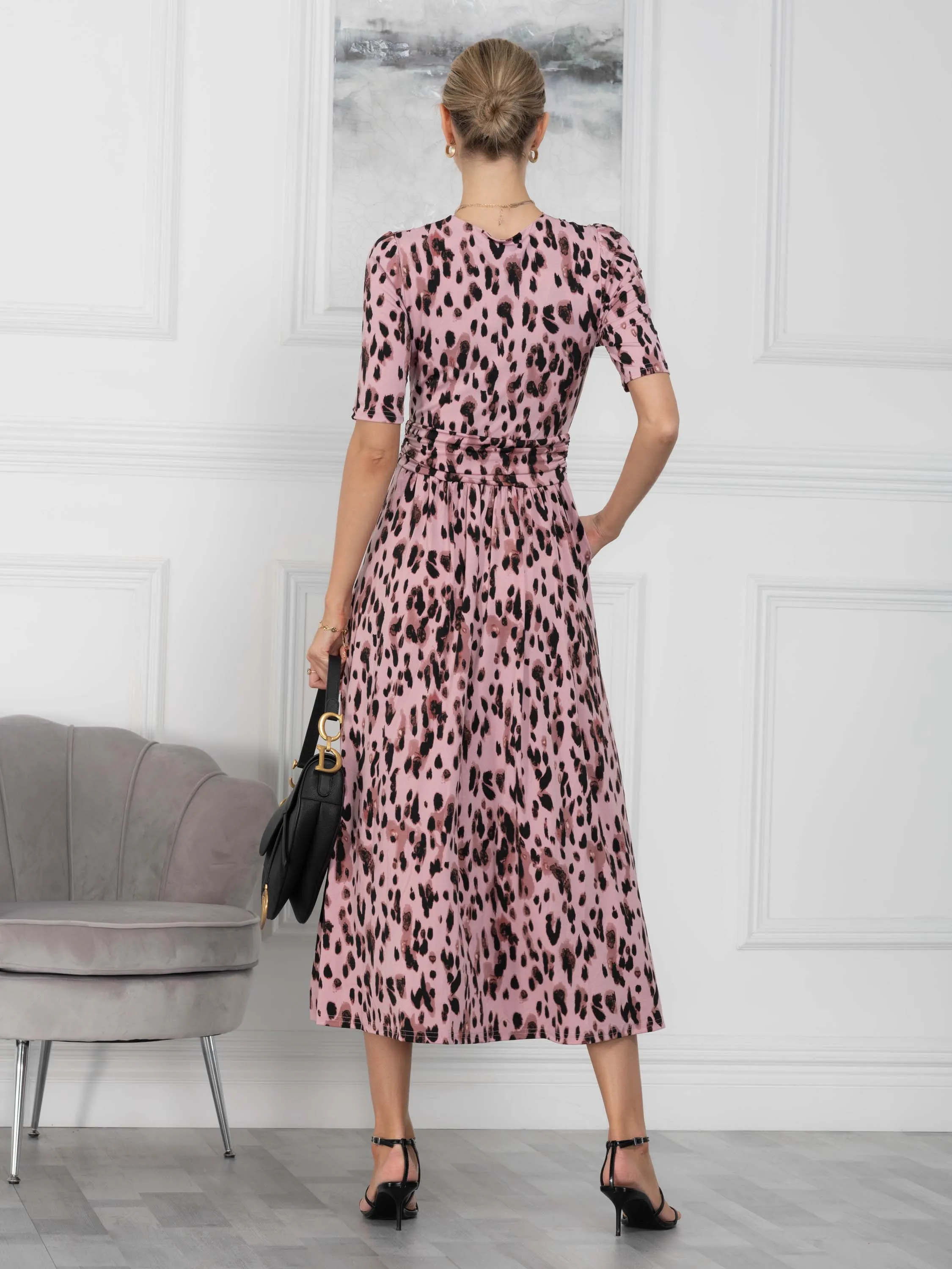 Coleen Jersey Maxi Dress, Pink Abstract