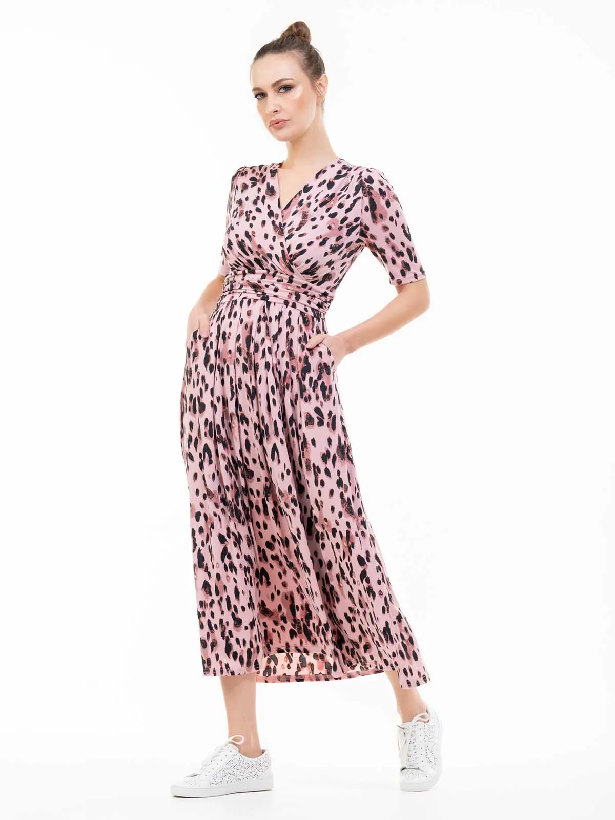 Coleen Jersey Maxi Dress, Pink Abstract