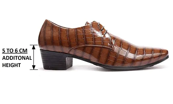 Crocodile Style Height Increasing Faux Leather Material Formal Shoes-JonasParamount