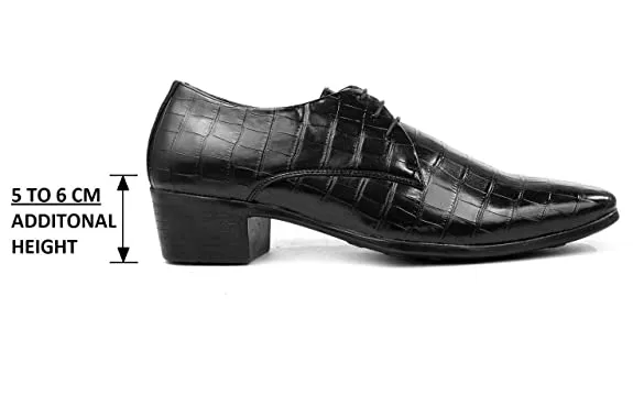 Crocodile Style Height Increasing Faux Leather Material Formal Shoes-JonasParamount