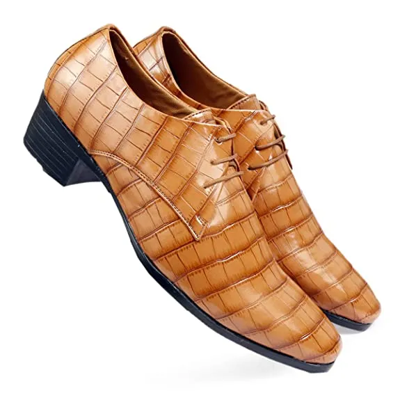 Crocodile Style Height Increasing Faux Leather Material Formal Shoes-JonasParamount