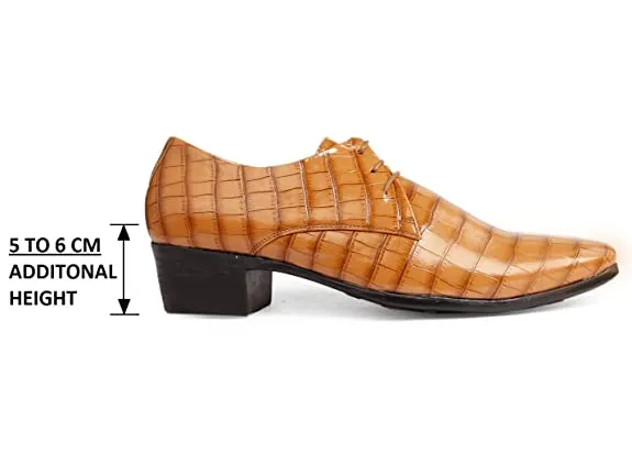 Crocodile Style Height Increasing Faux Leather Material Formal Shoes-JonasParamount