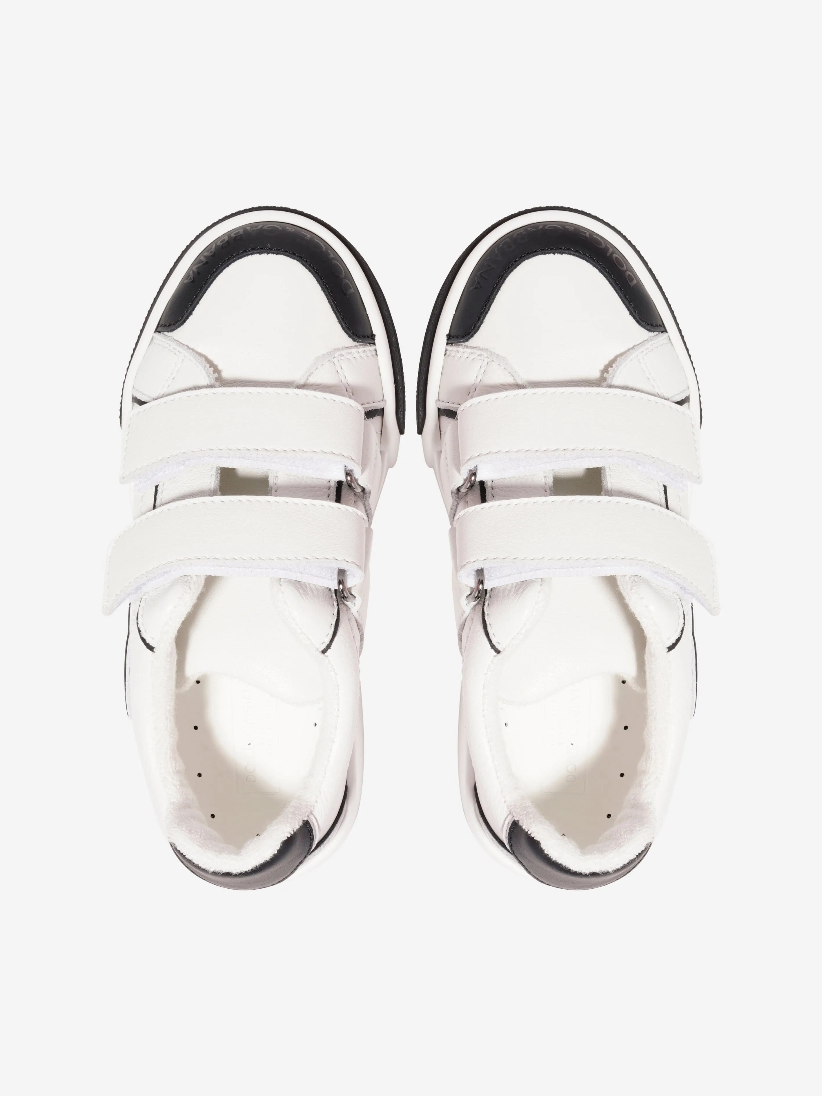 Dolce & Gabbana Kids Leather Velcro Trainers in White