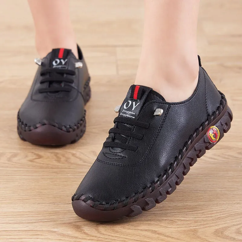 Genuine Handmade Leather Women Loafer Slip On Ankle Winter Walking Sneaker For Women