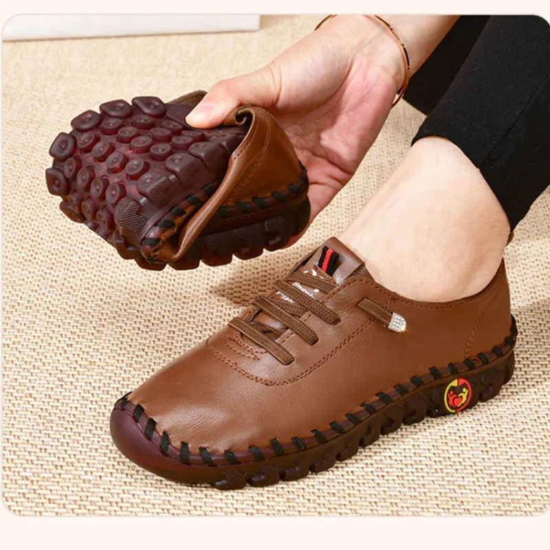 Genuine Handmade Leather Women Loafer Slip On Ankle Winter Walking Sneaker For Women