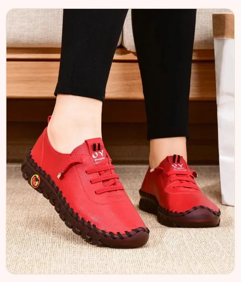 Genuine Handmade Leather Women Loafer Slip On Ankle Winter Walking Sneaker For Women