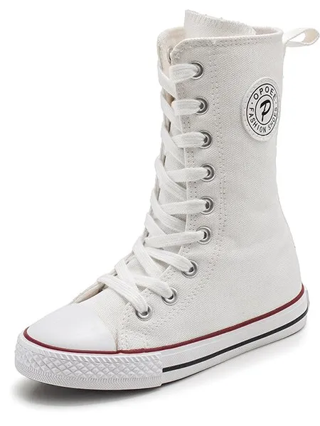 Girls Canvas High Top Lace-Up Zip Up Sneakers By Liv and Mia