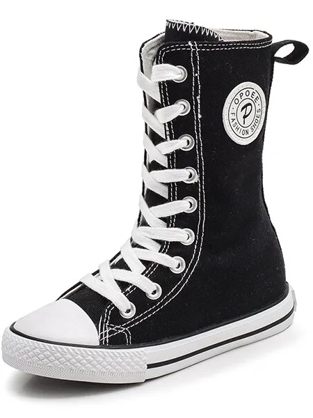 Girls Canvas High Top Lace-Up Zip Up Sneakers By Liv and Mia