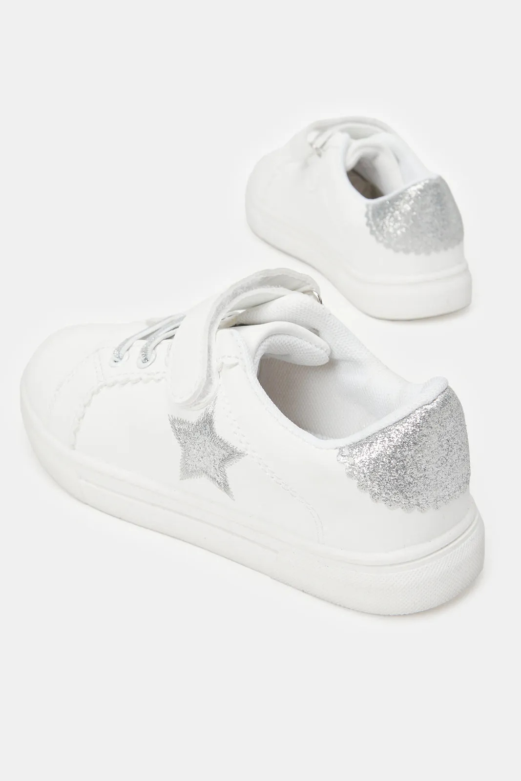 Girls White Star Trim Sneaker