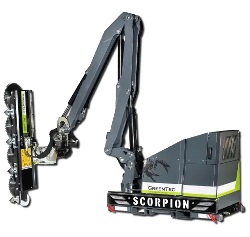 GreenTec Limb Trimmer High Reach | Model Scorpion-430 PLUS | Transport Width 7' 3" | Hybrid Arm System | For Skid Steers