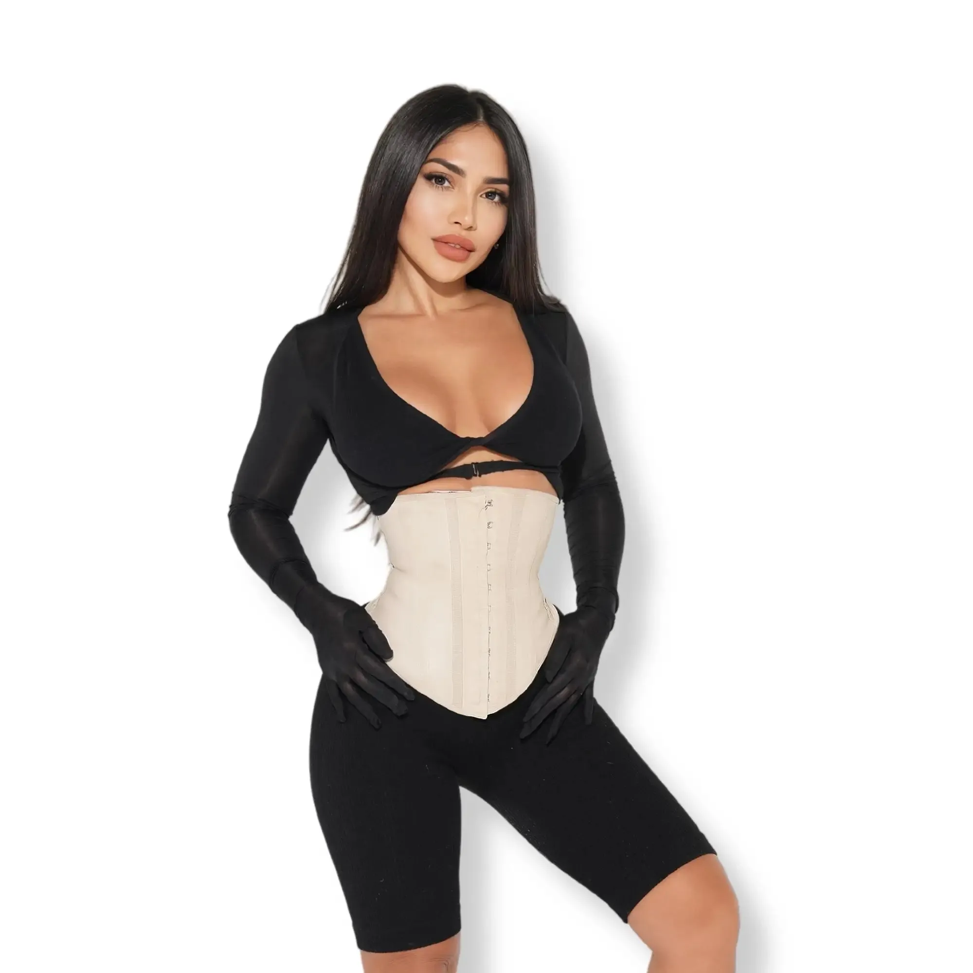 High Impact Latex Short Waist Trainer Ivory