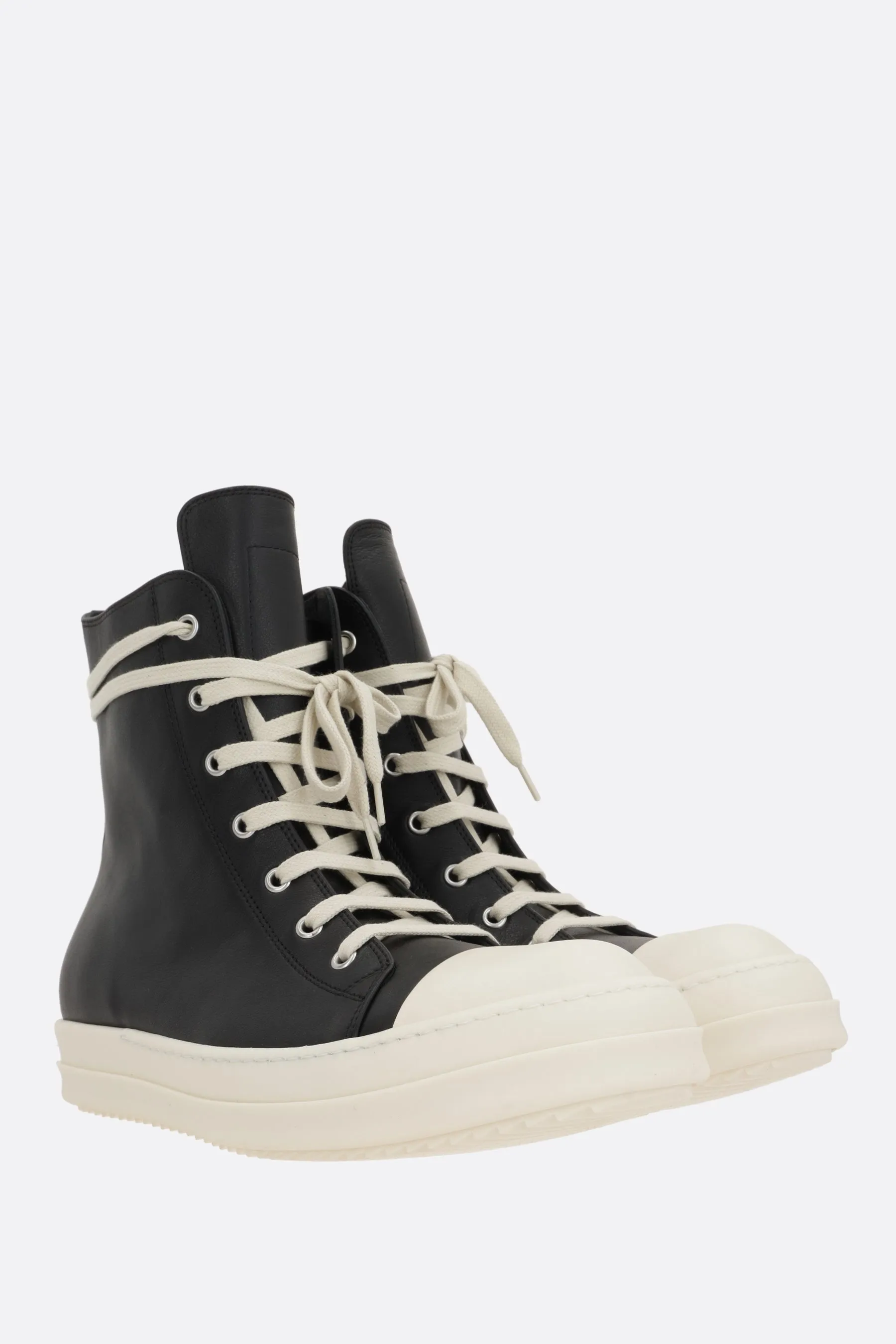 high-top sneakers in smooth leather