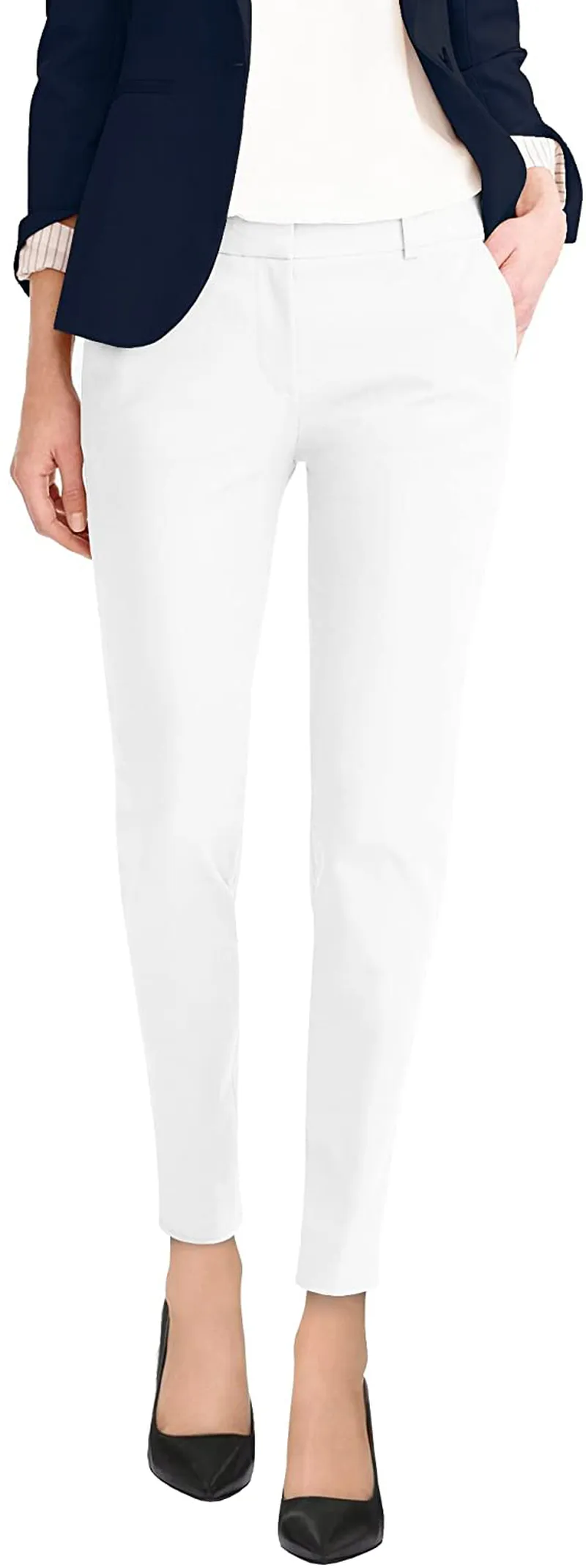 Hybrid & Company Womens Super Comfy Flat Front Stretch Trousers Pants