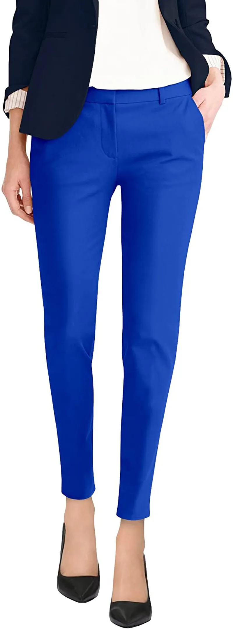 Hybrid & Company Womens Super Comfy Flat Front Stretch Trousers Pants