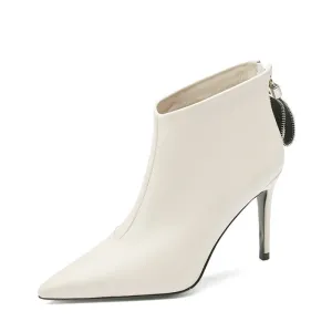 Ina Stiletto Heel Beige Ankle Boots