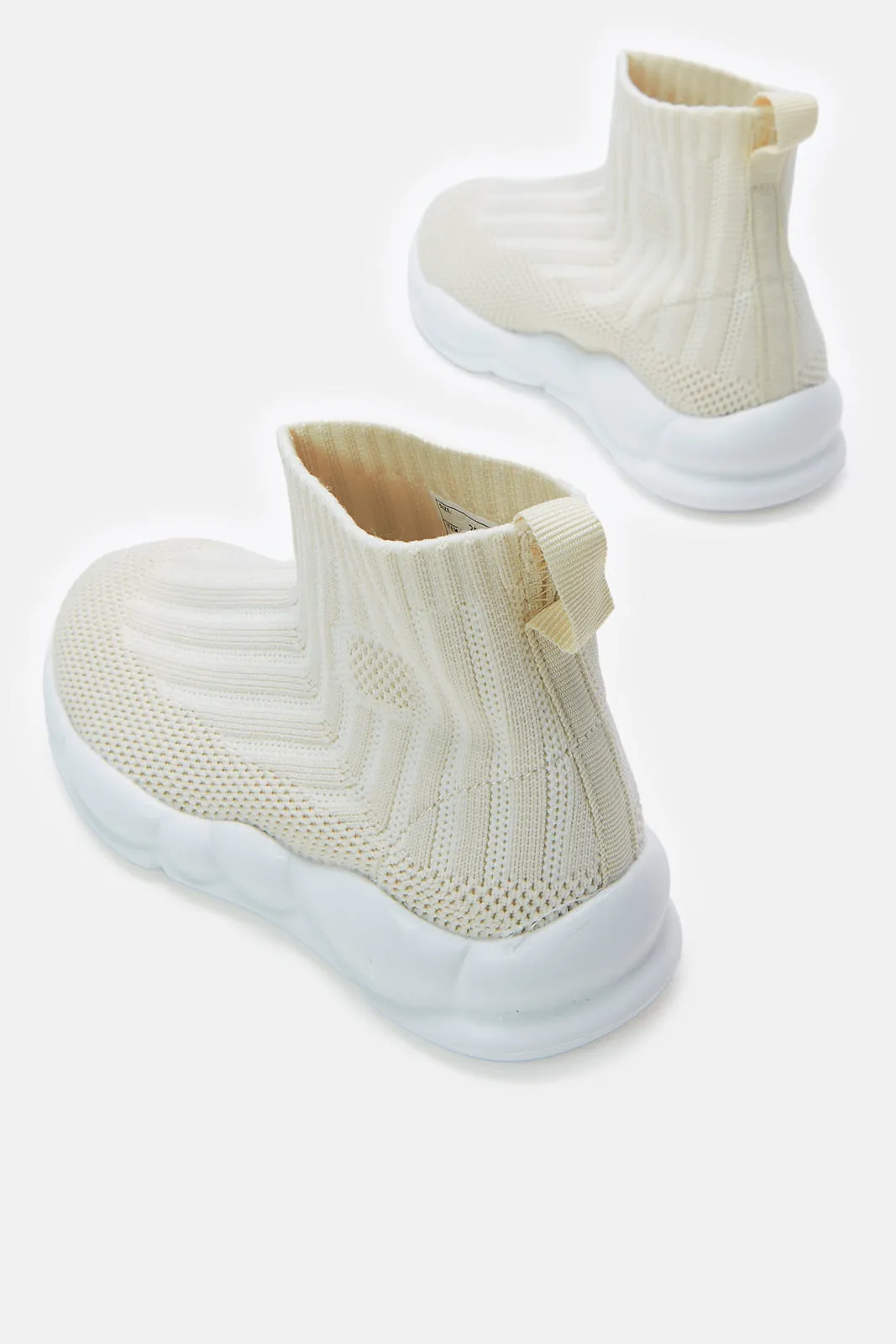 Infant Boys Beige Knit High-Top Sneakers