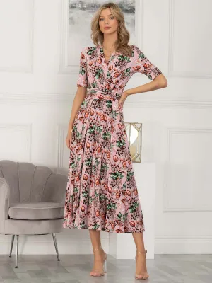 Jolie Moi Coleen Wrap Maxi Dress, Pink Floral