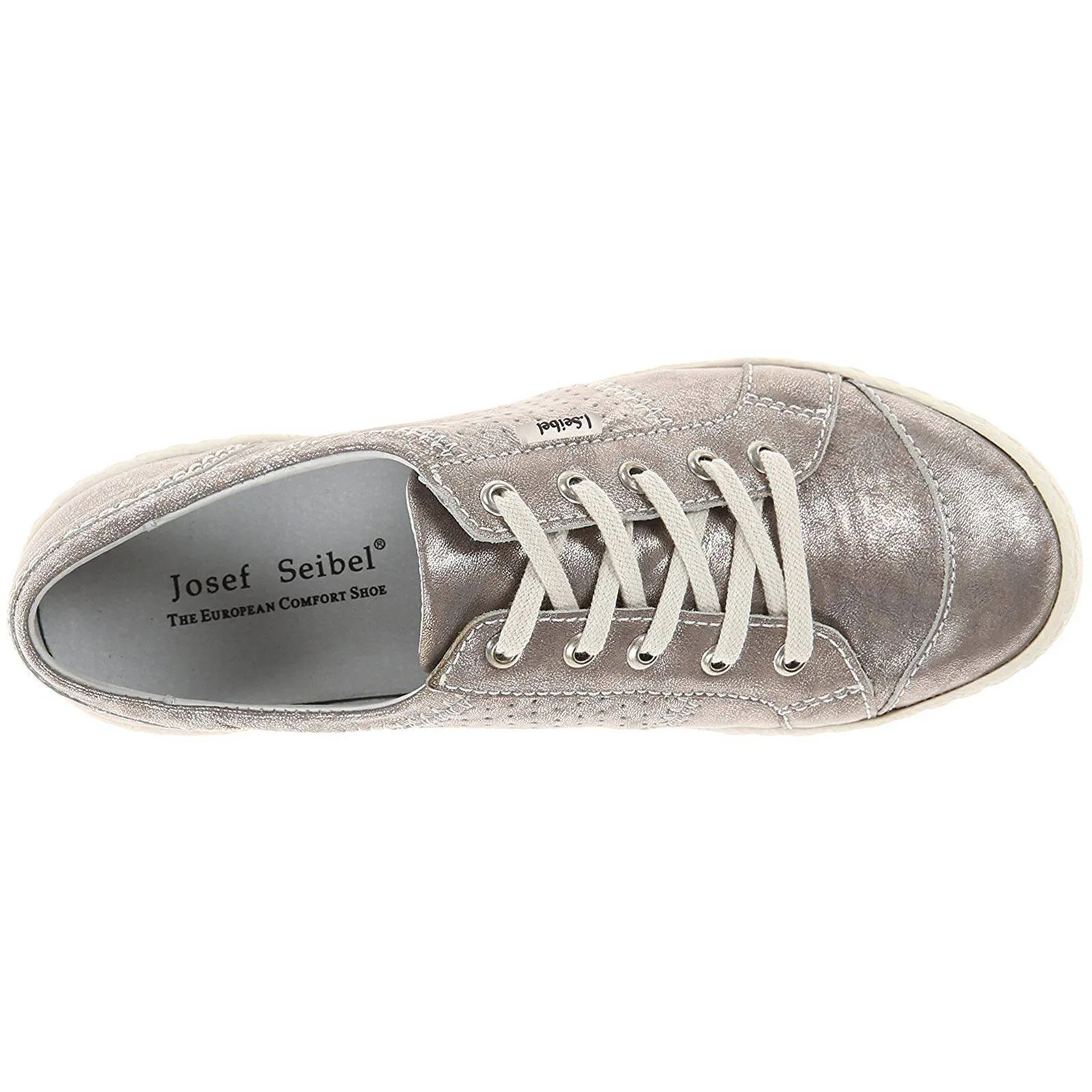 Josef Seibel Caspian Platinum Womens Leather Low-top Casual Fashion Trainers - UK 4