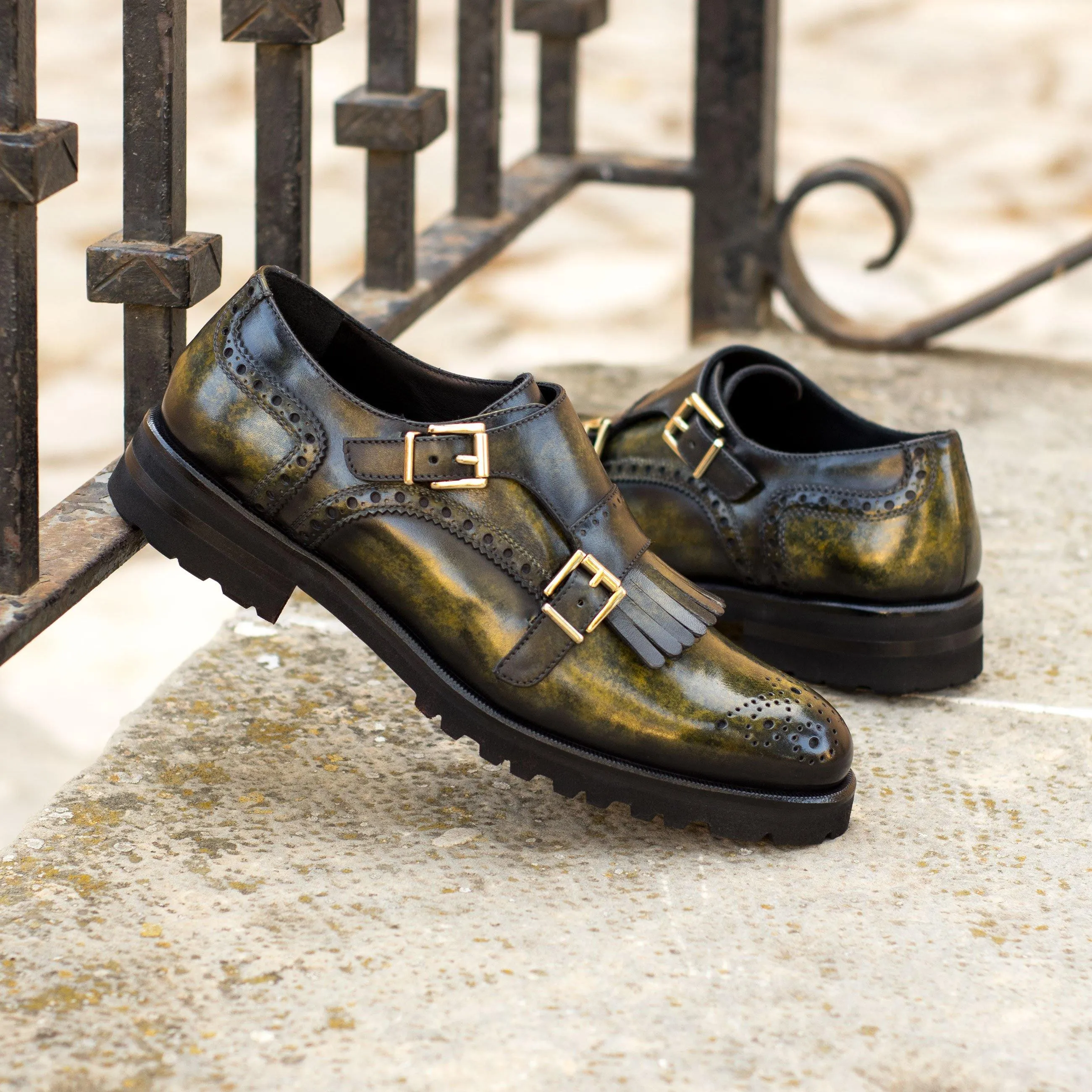 Juju Kiltie Patina Womens Monk Strap