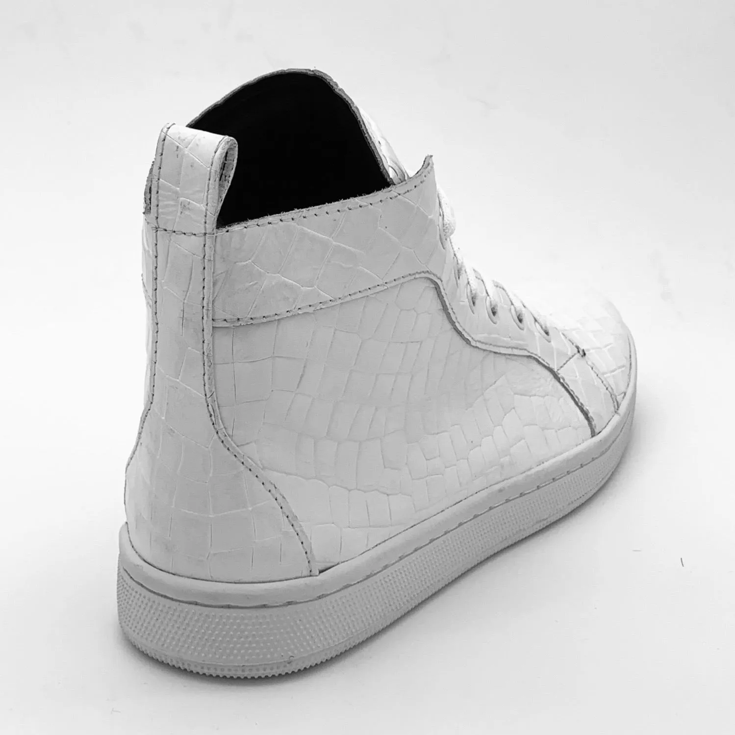 LAMBO WHITE GATOR PRINT high top sneakers