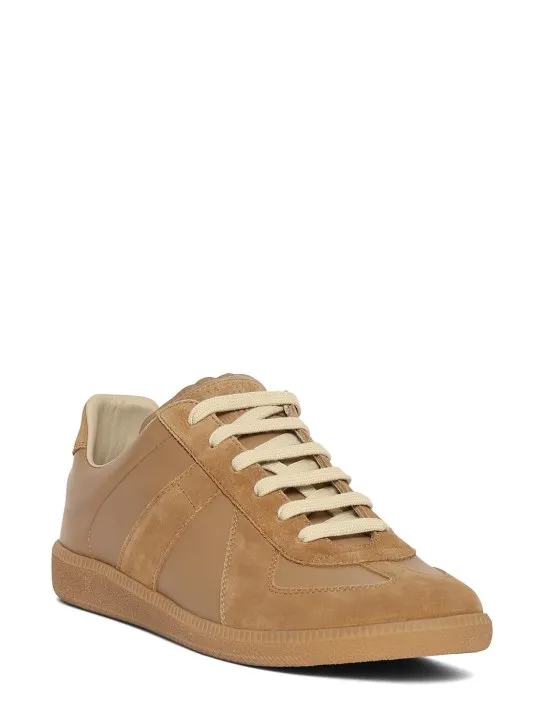 Maison Margiela   Replica leather &amp; suede low top sneakers 