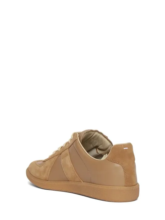 Maison Margiela   Replica leather &amp; suede low top sneakers 