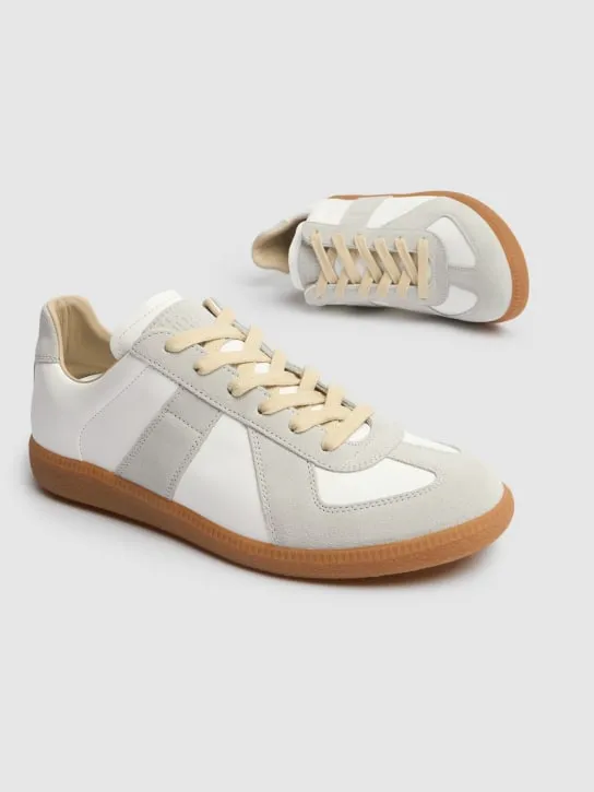 Maison Margiela   Replica leather &amp; suede low top sneakers 