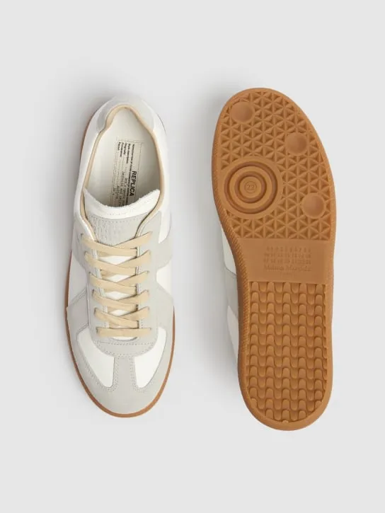 Maison Margiela   Replica leather &amp; suede low top sneakers 