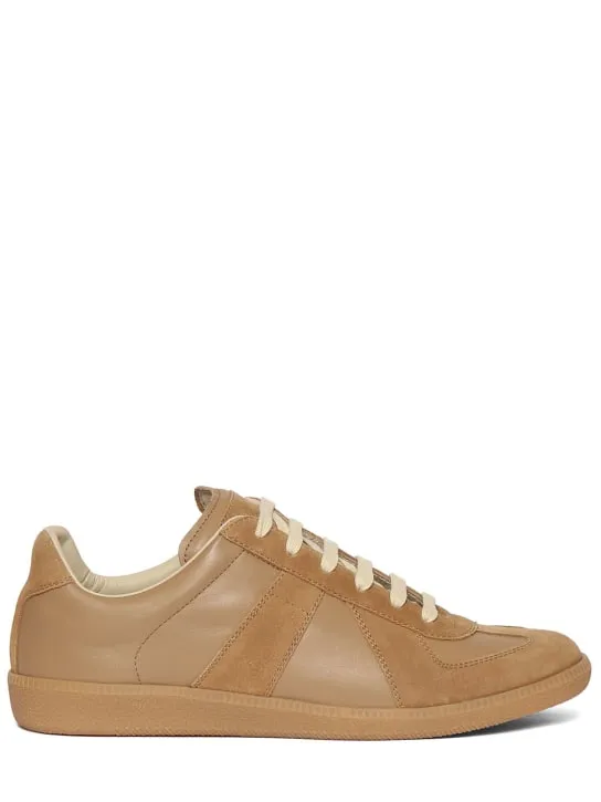 Maison Margiela   Replica leather &amp; suede low top sneakers 