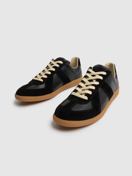 Maison Margiela   Replica leather &amp; suede low top sneakers 