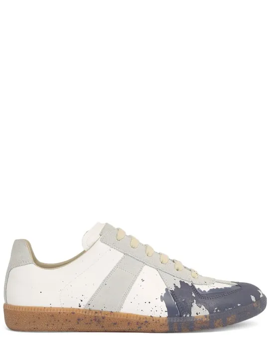 Maison Margiela   Replica painted leather low top sneakers 