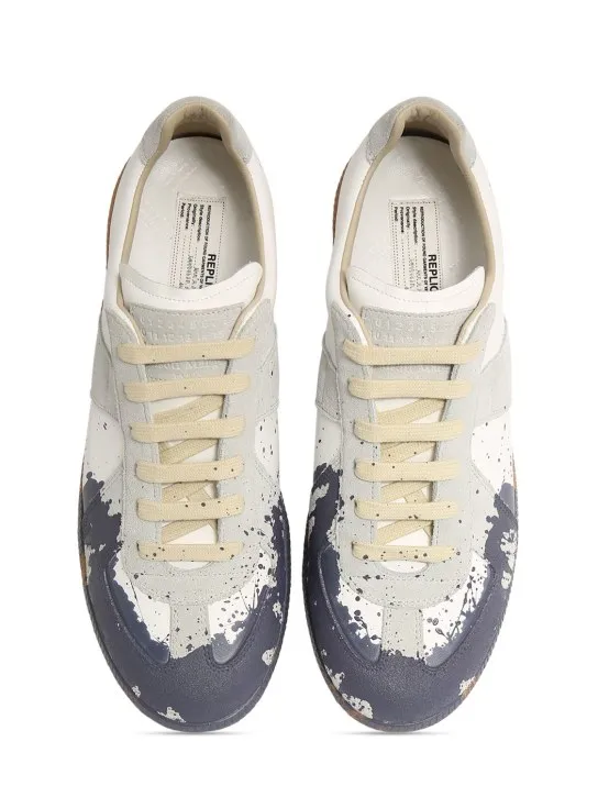 Maison Margiela   Replica painted leather low top sneakers 